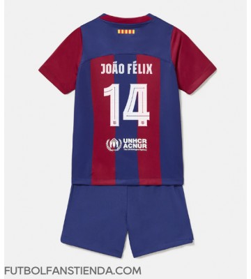 Barcelona Joao Felix #14 Primera Equipación Niños 2023-24 Manga Corta (+ Pantalones cortos)